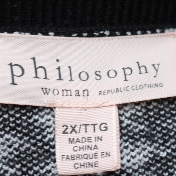 NEW Philosophy Plus Size Black Houndstooth V-Neck Viscose  Blend Sweater Sz 2X - Picture 9 of 10